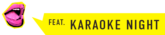 cut out posterized mouth with speech bubble saying 'karaoke night'